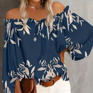 Women's Fashionable Casual Printed One Shoulder T-Shirt Top